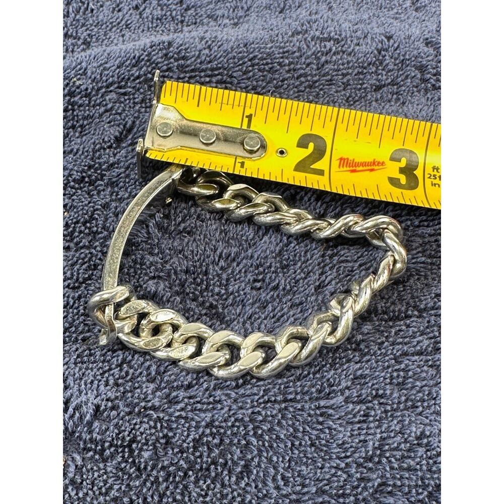 Vintage Champs ID Bracelet Rhodium Plate Cuban Chain Mens 7.5" - Picture 7 of 8